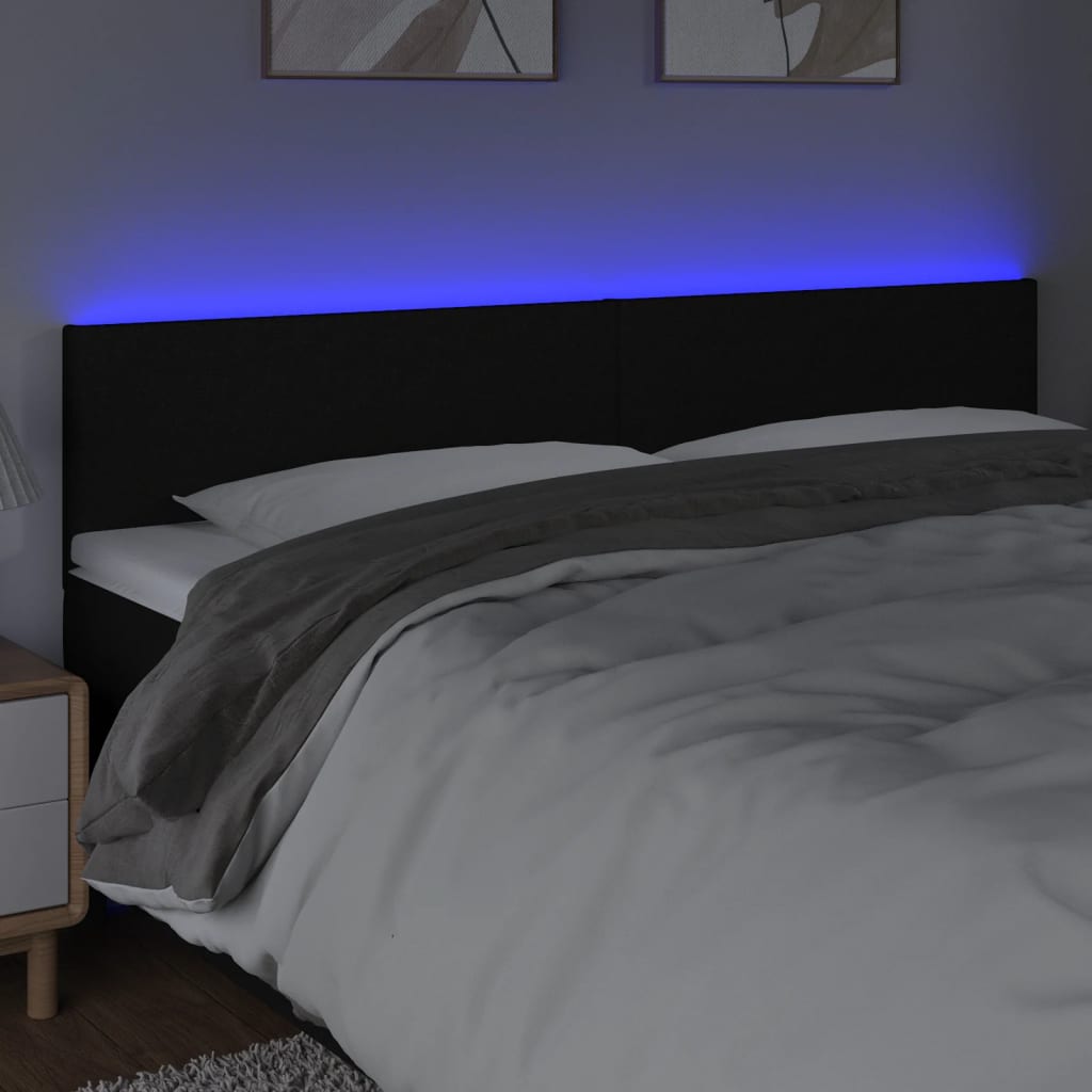 LED Headboard Black 200 cm Fabric