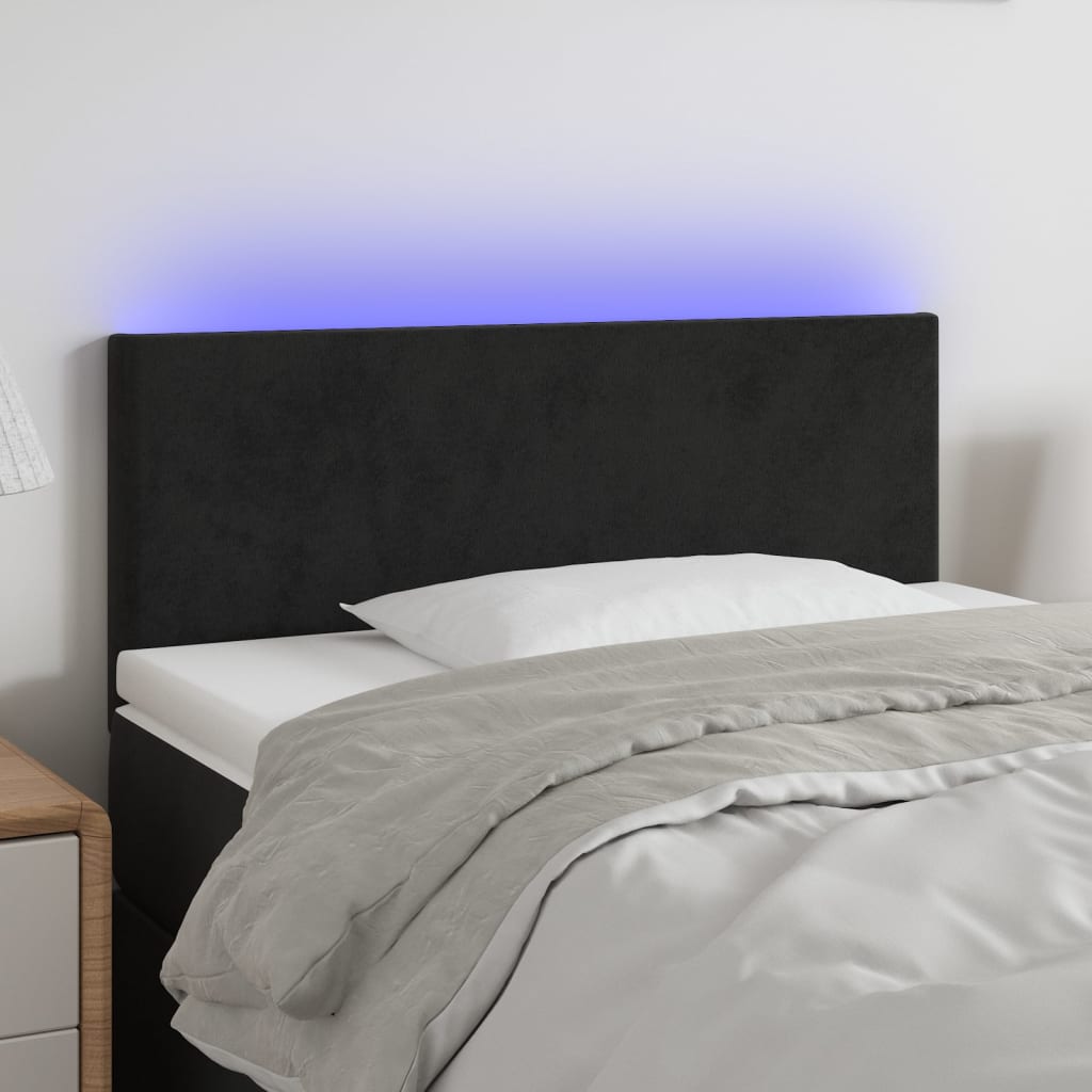 LED Headboard Black 100 cm Velvet