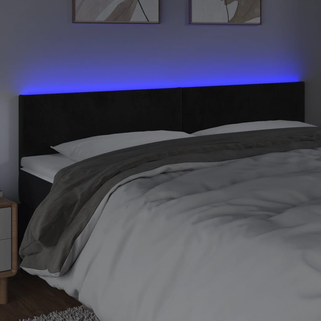 LED Headboard Black 160 cm Velvet