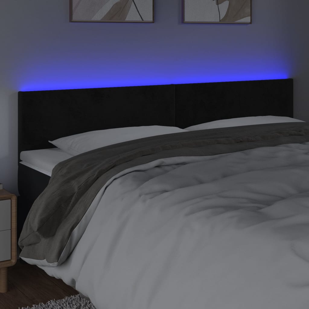 LED Headboard Black 200 cm Velvet