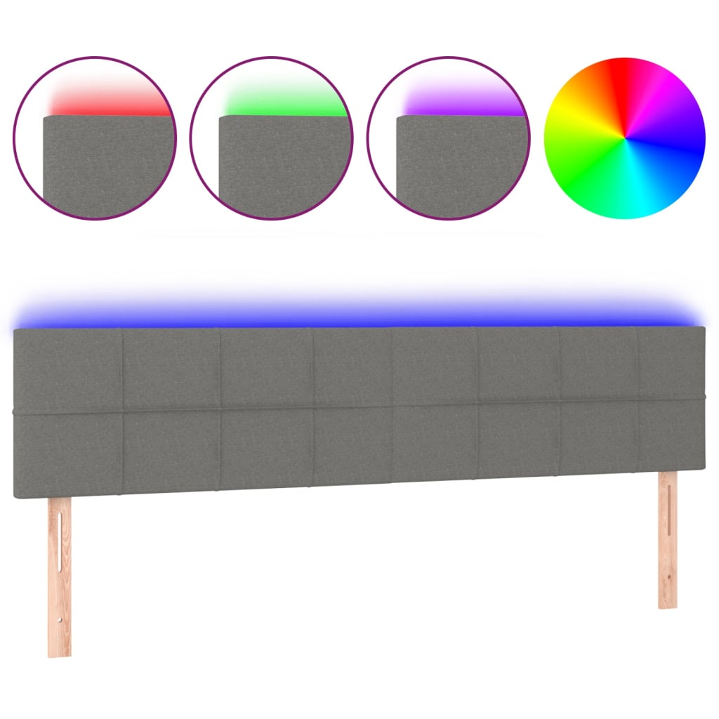 LED Headboard Dark Grey 200 cm Fabric