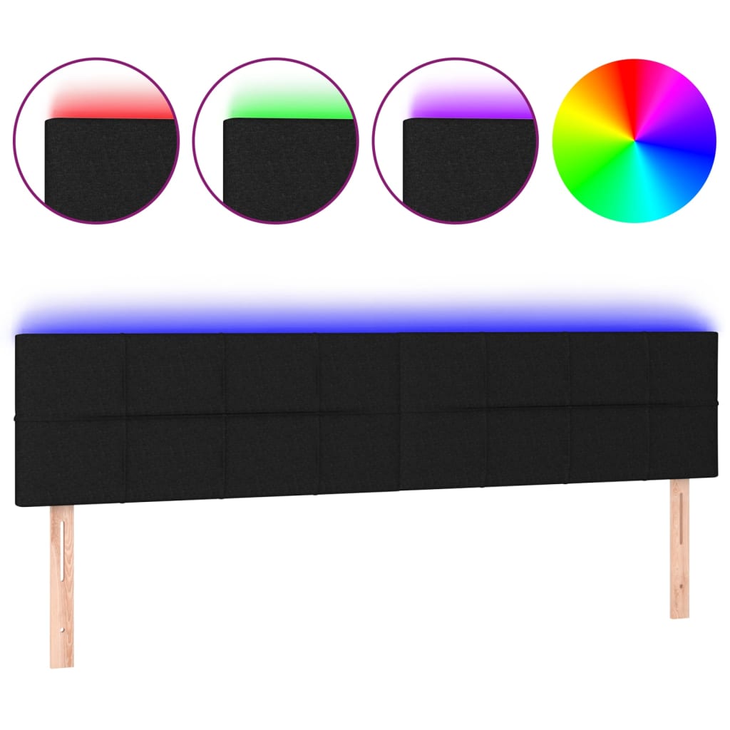 LED Headboard Black 200 cm Fabric