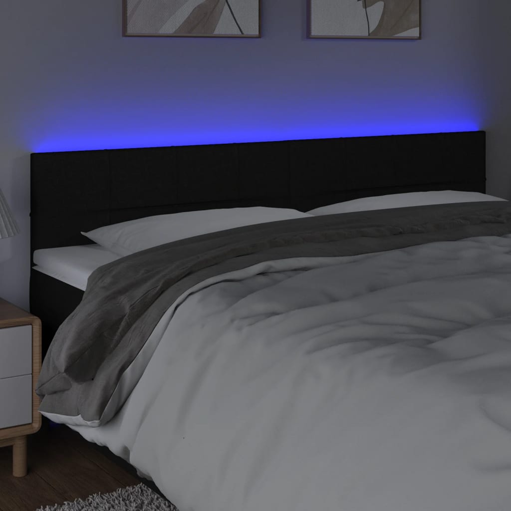LED Headboard Black 200 cm Fabric