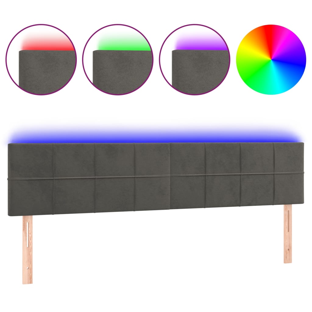 LED Headboard Dark Grey 200 cm Velvet