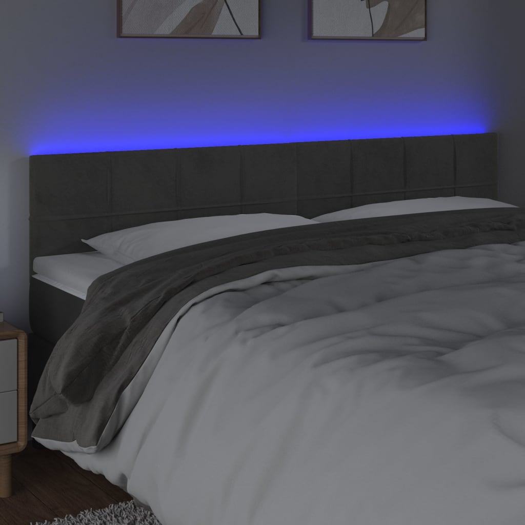 LED Headboard Dark Grey 200 cm Velvet