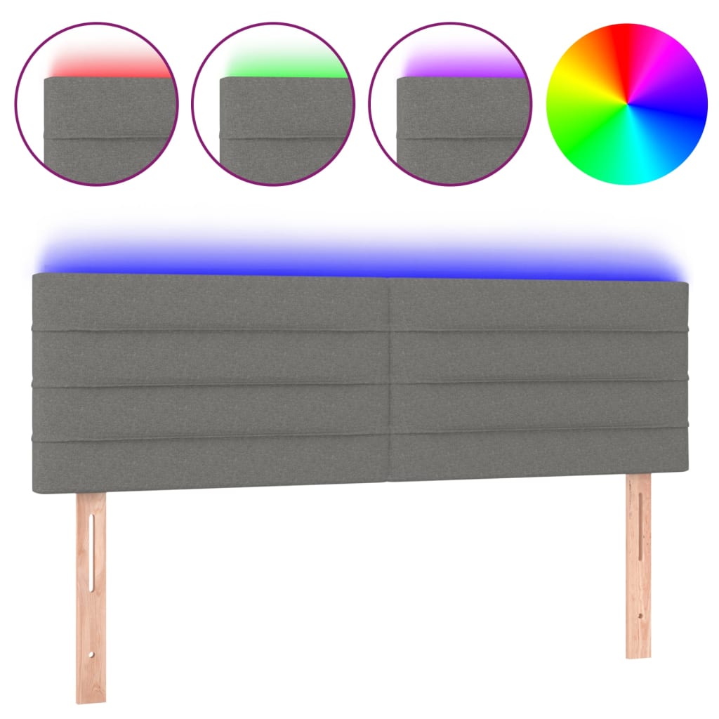 LED Headboard Dark Grey 144 cm Fabric