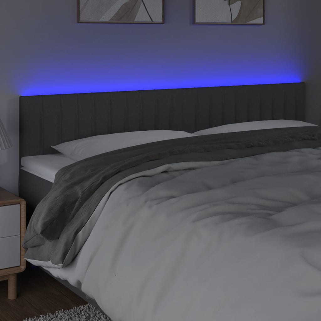 LED Headboard Dark Grey 200 cm Fabric