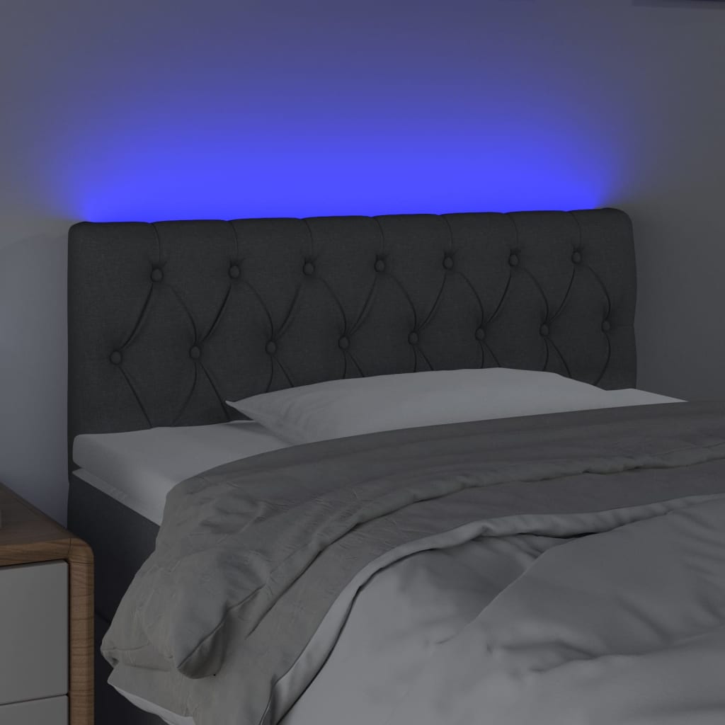LED Headboard Dark Grey 100 cm Fabric