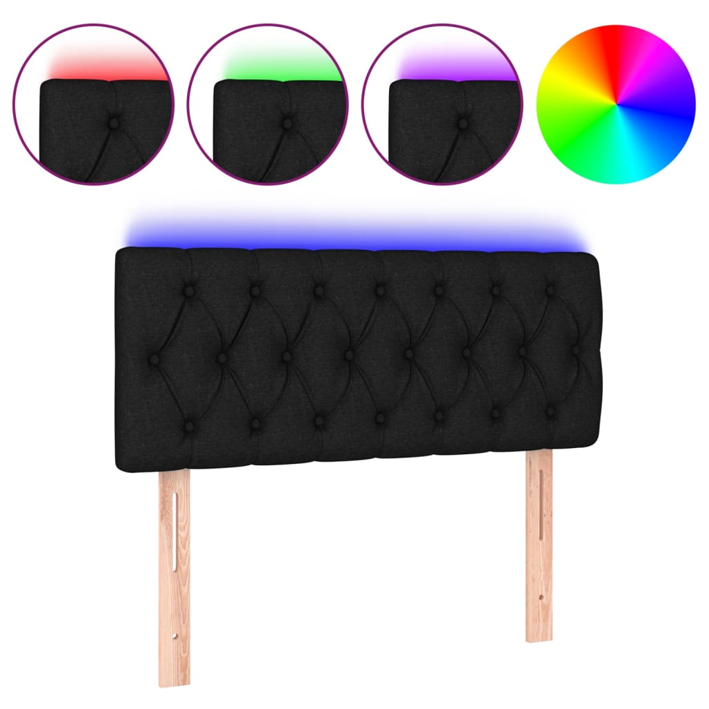 LED Headboard Black 100 cm Fabric