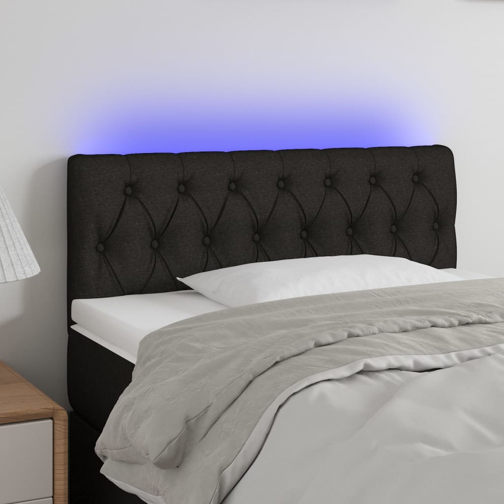 LED Headboard Black 100 cm Fabric