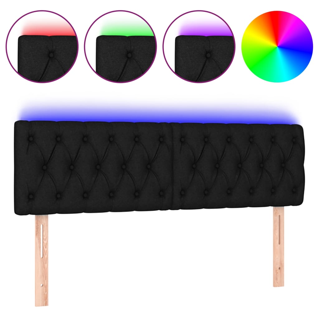 LED Headboard Black 160 cm Fabric