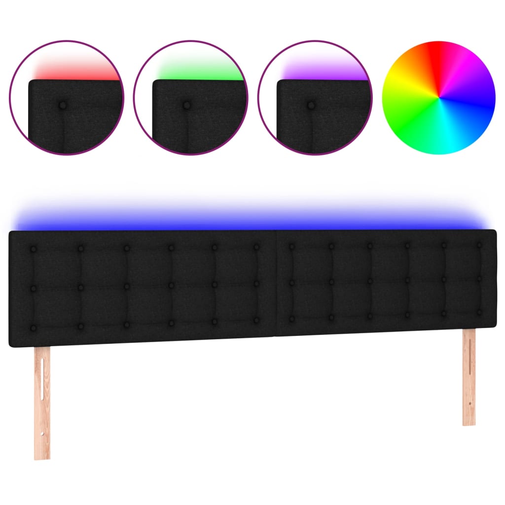 LED Headboard Black 160 cm Fabric