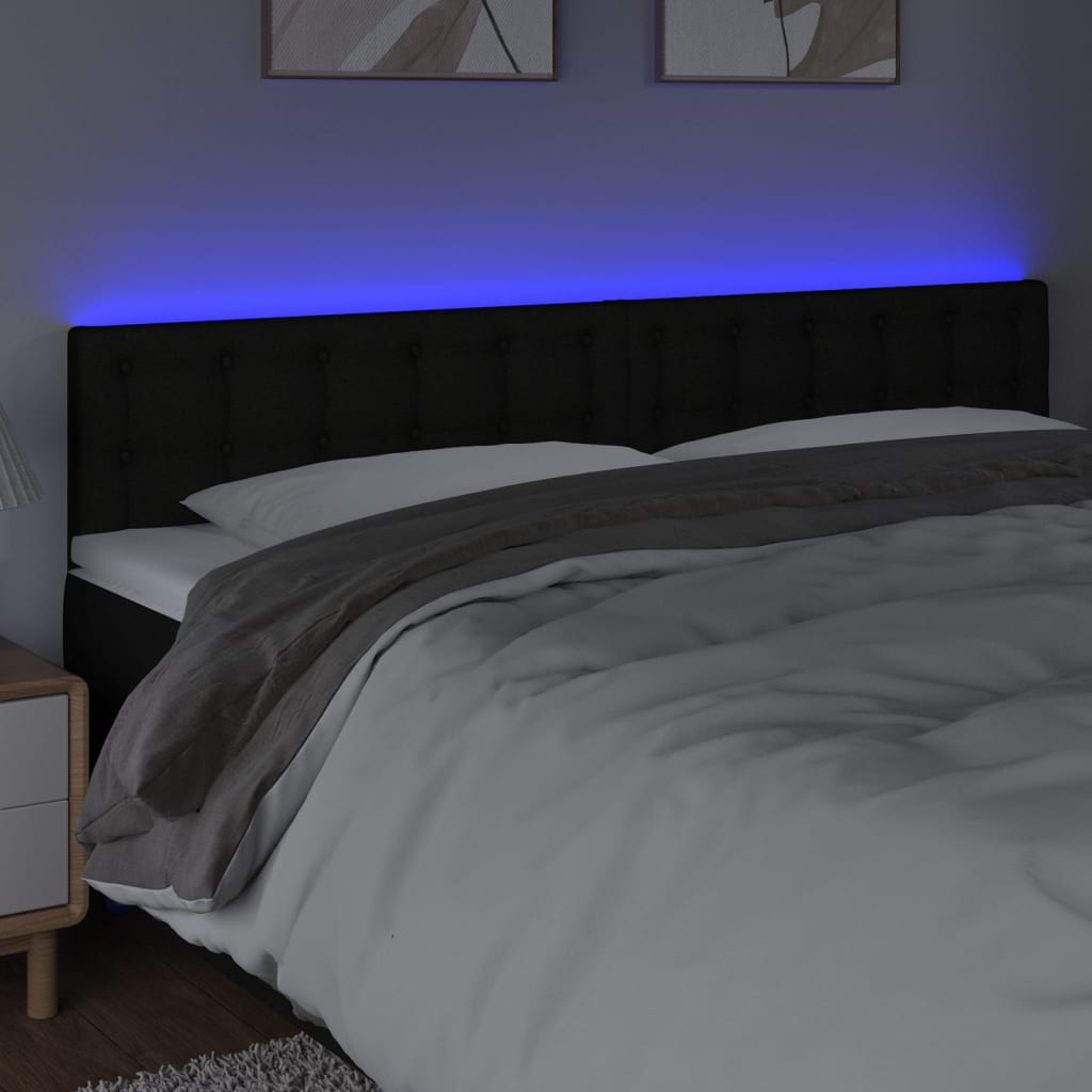 LED Headboard Black 160 cm Fabric