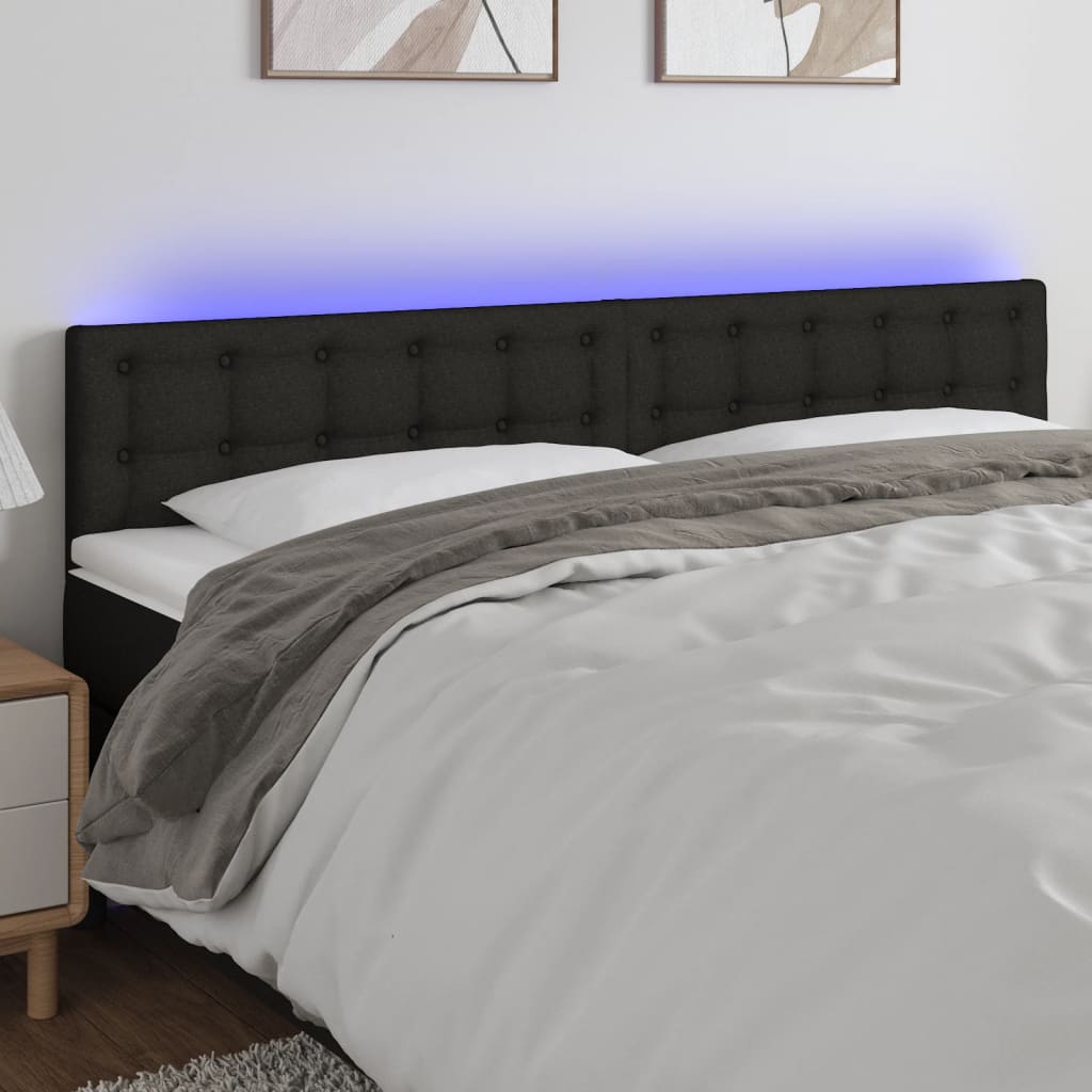 LED Headboard Black 160 cm Fabric