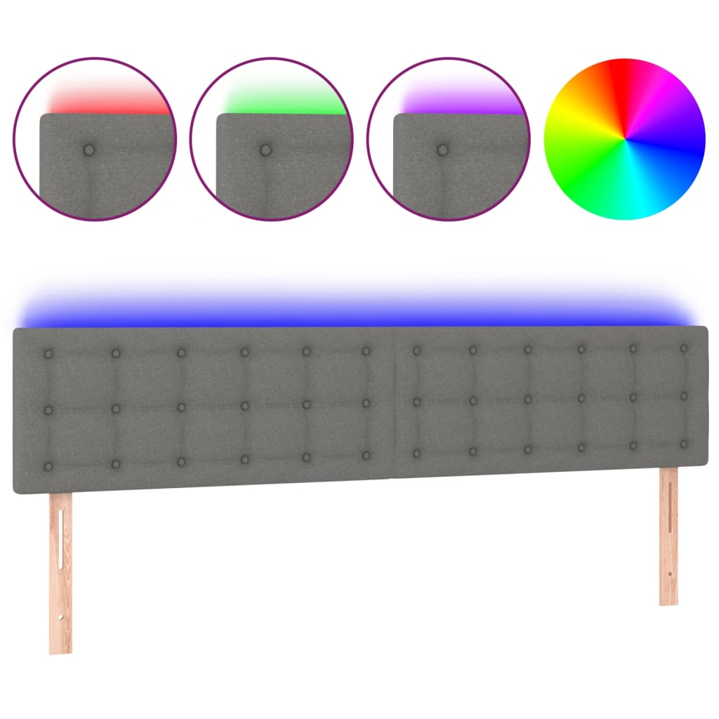 LED Headboard Dark Grey 200 cm Fabric