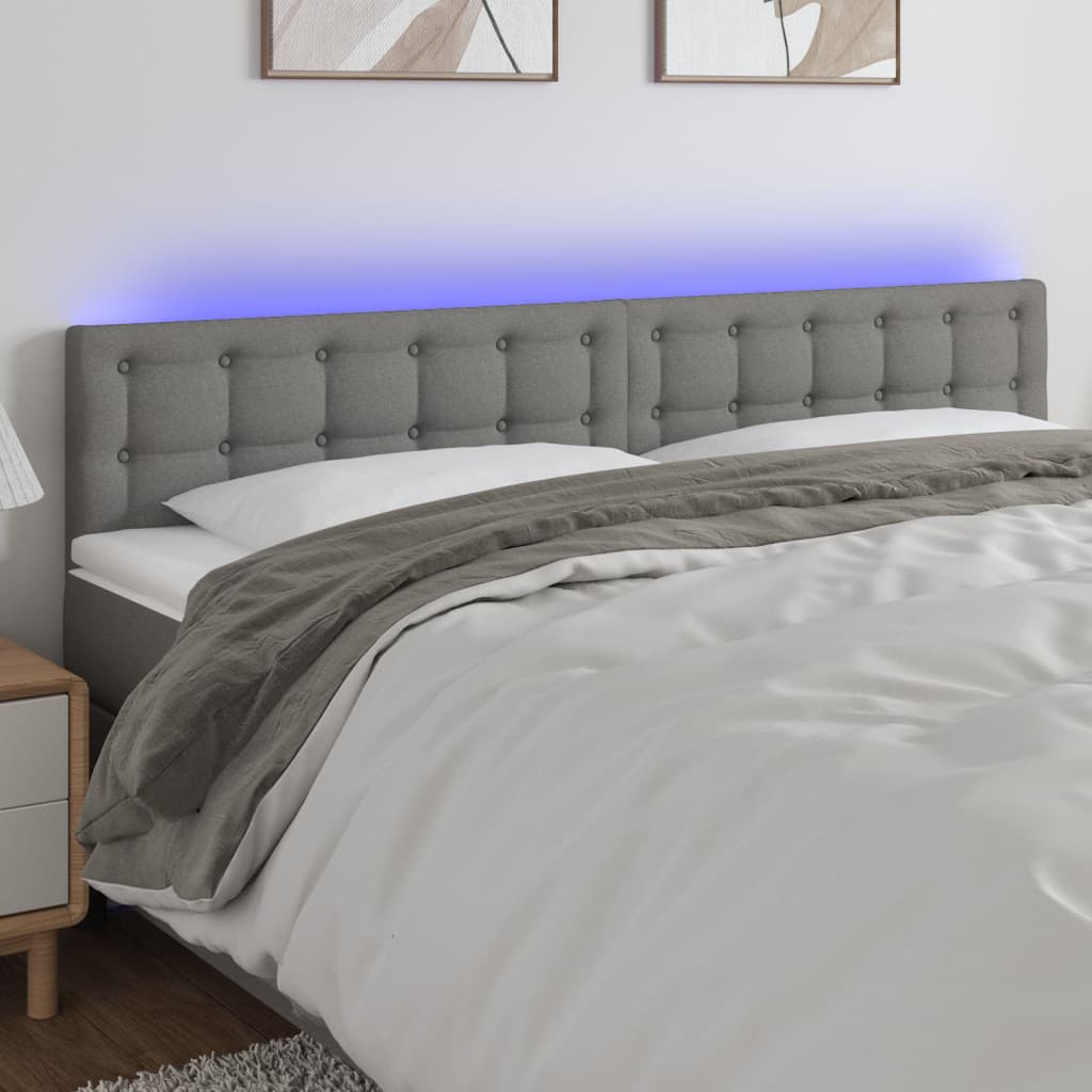 LED Headboard Dark Grey 200 cm Fabric