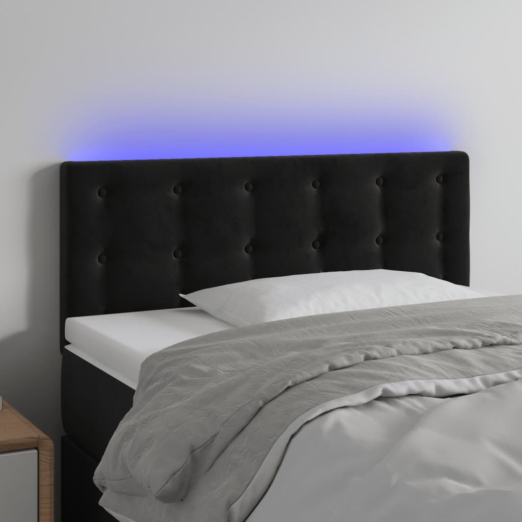 LED Headboard Black 100 cm Velvet