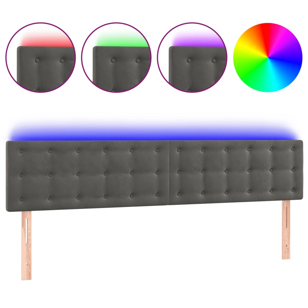 LED Headboard Dark Grey 200 cm Velvet