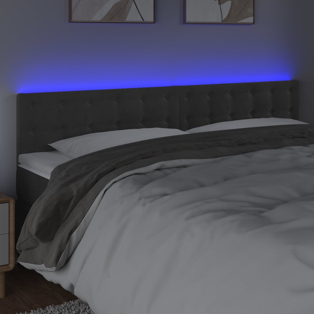 LED Headboard Dark Grey 200 cm Velvet