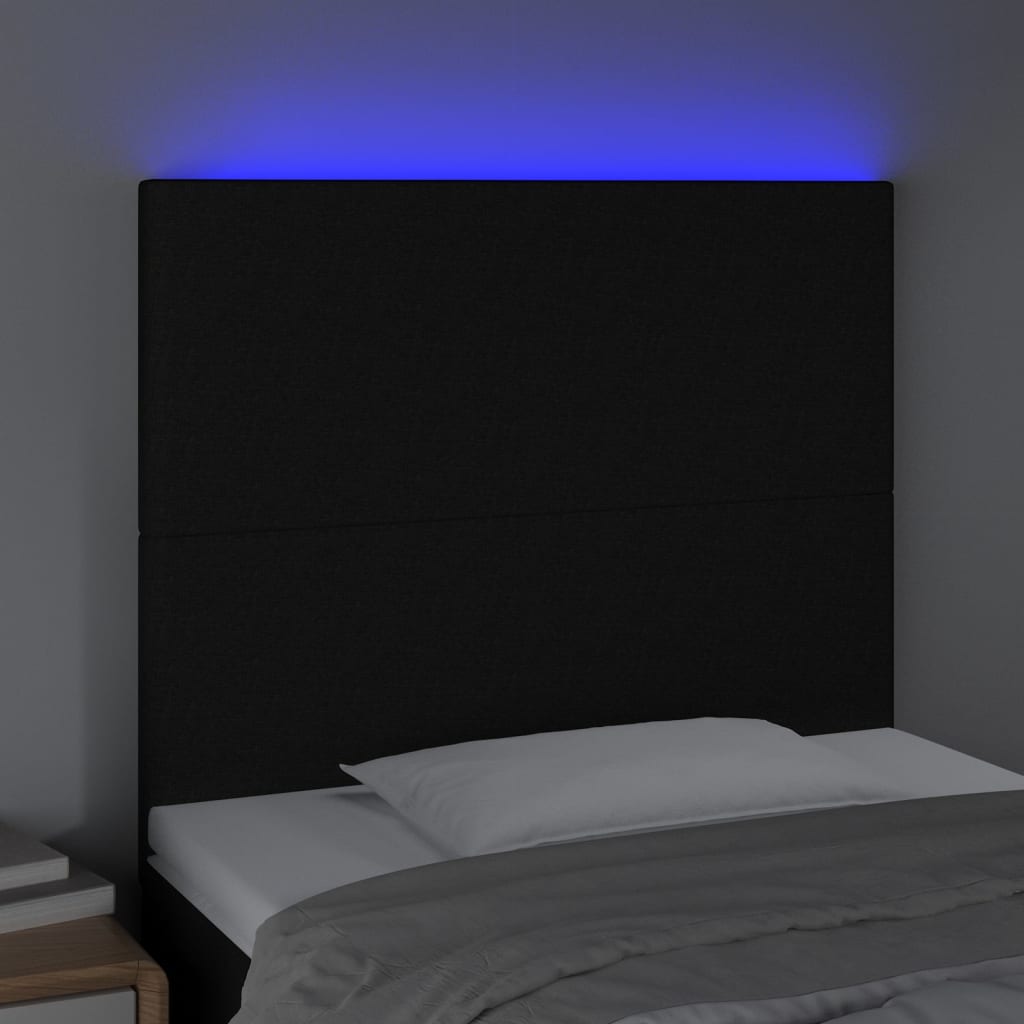 LED Headboard Black 80 cm Fabric