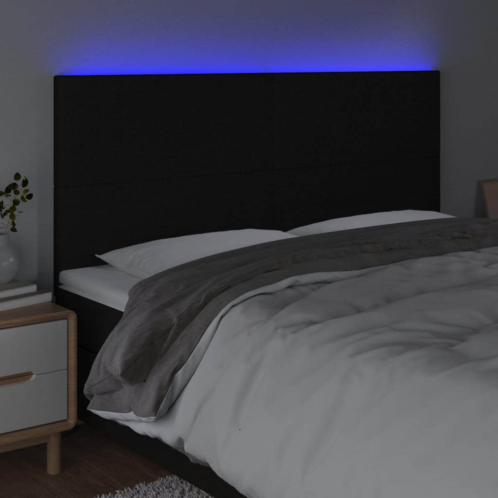 LED Headboard Black 160 cm Fabric