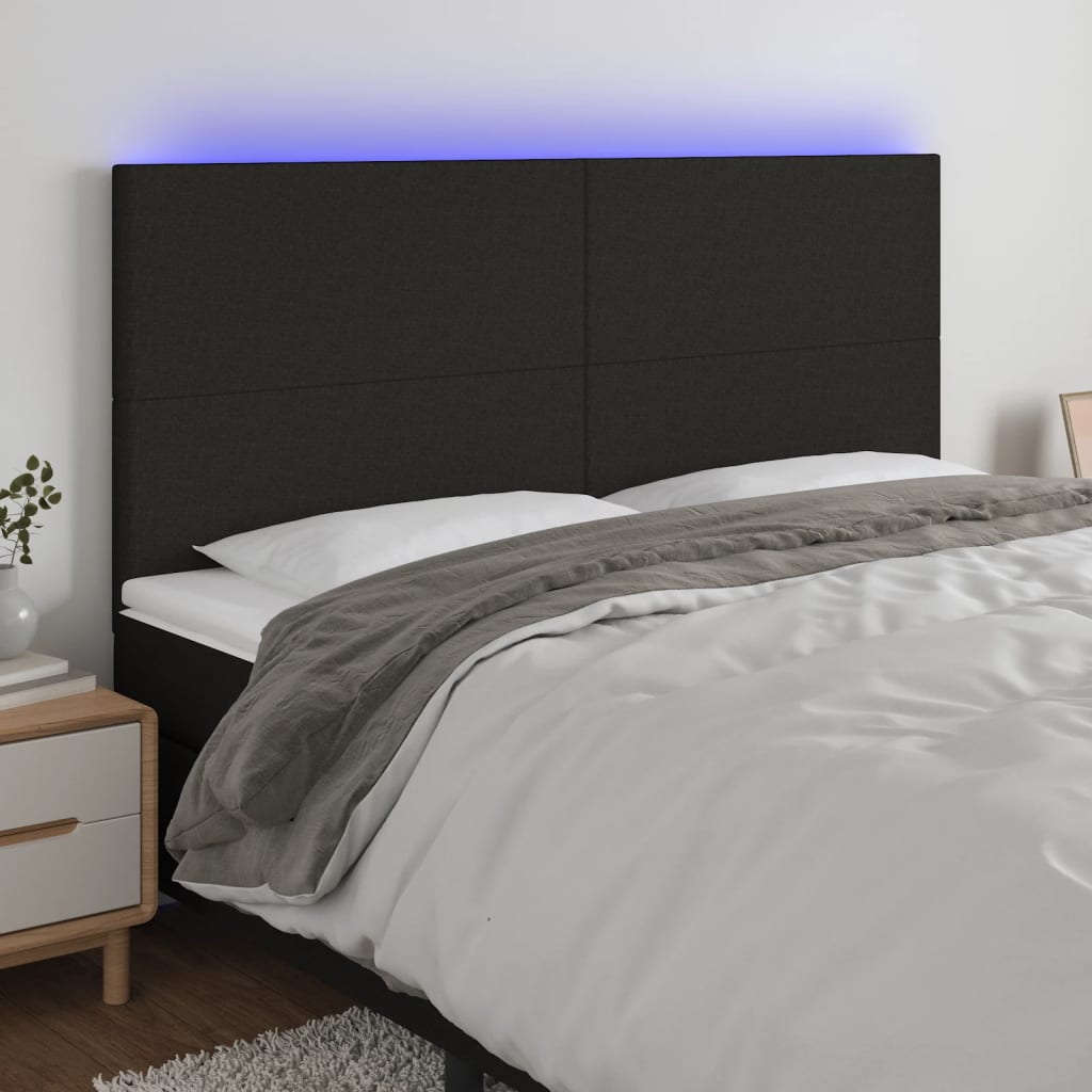 LED Headboard Black 160 cm Fabric