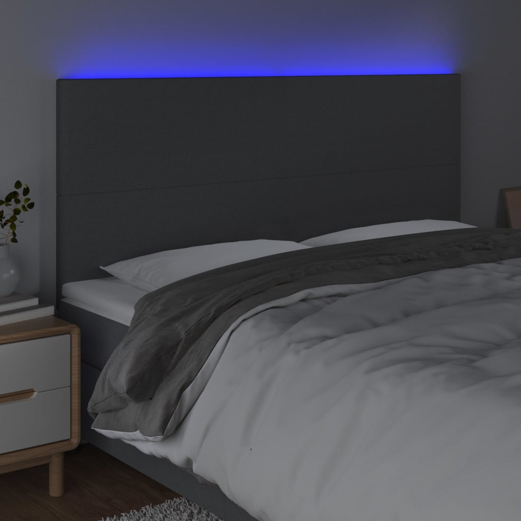 LED Headboard Dark Grey 200 cm Fabric