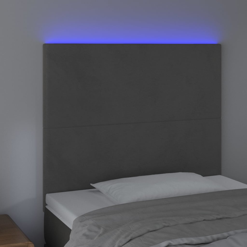 LED Headboard Dark Grey 100 cm Velvet