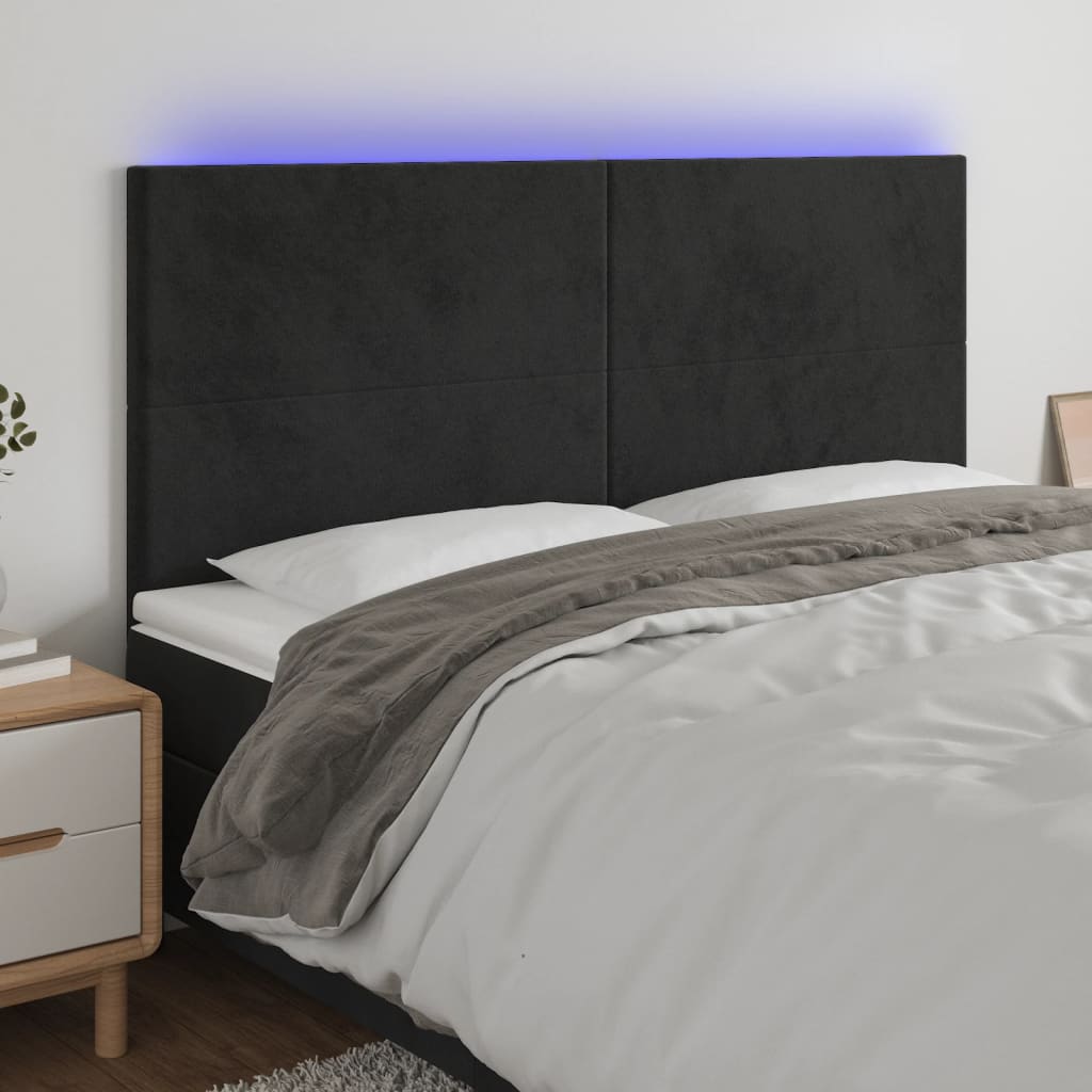 LED Headboard Black 160 cm Velvet
