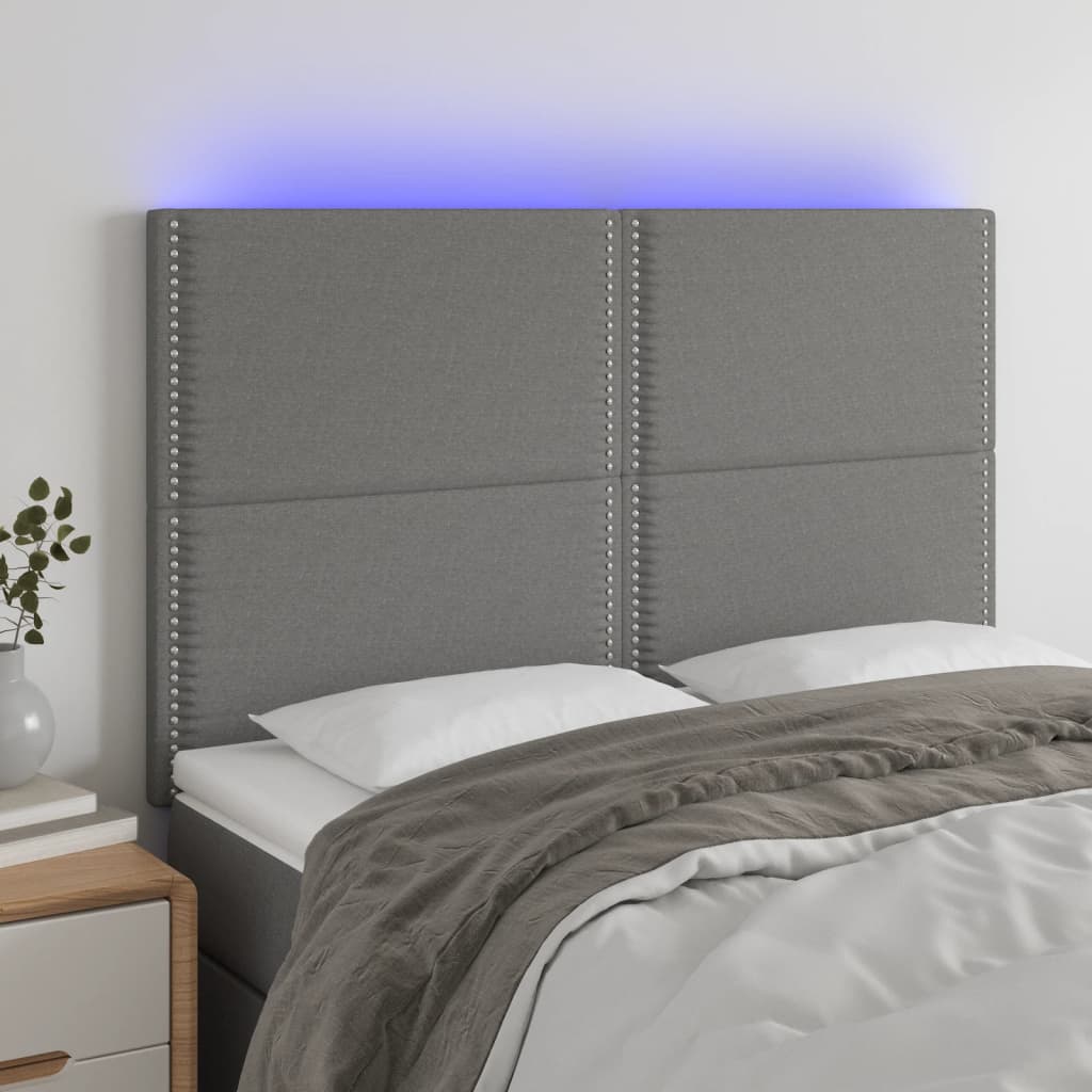 LED Headboard Dark Grey 144 cm Fabric