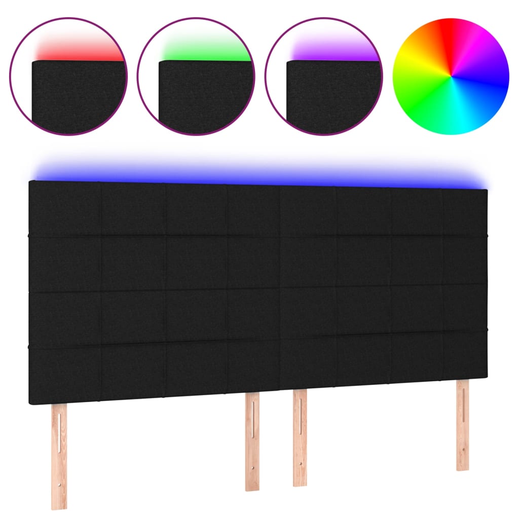 LED Headboard Black 160 cm Fabric