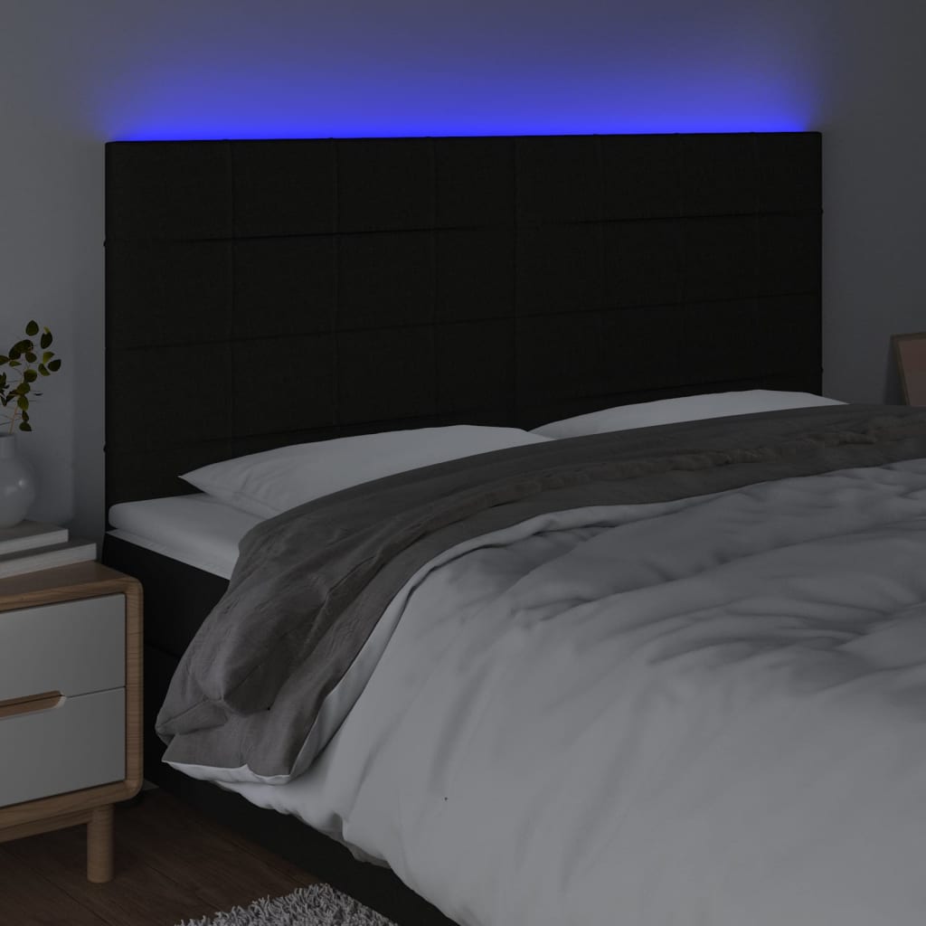 LED Headboard Black 160 cm Fabric
