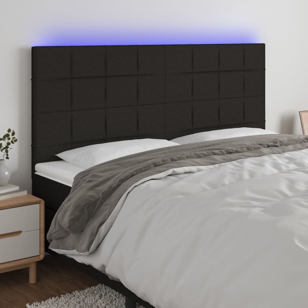 LED Headboard Black 160 cm Fabric