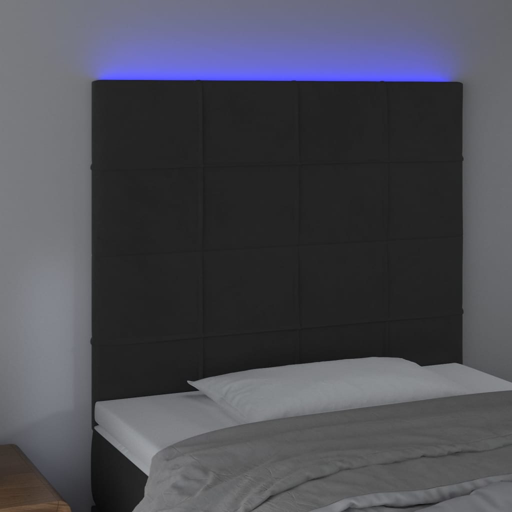 LED Headboard Black 100 cm Velvet
