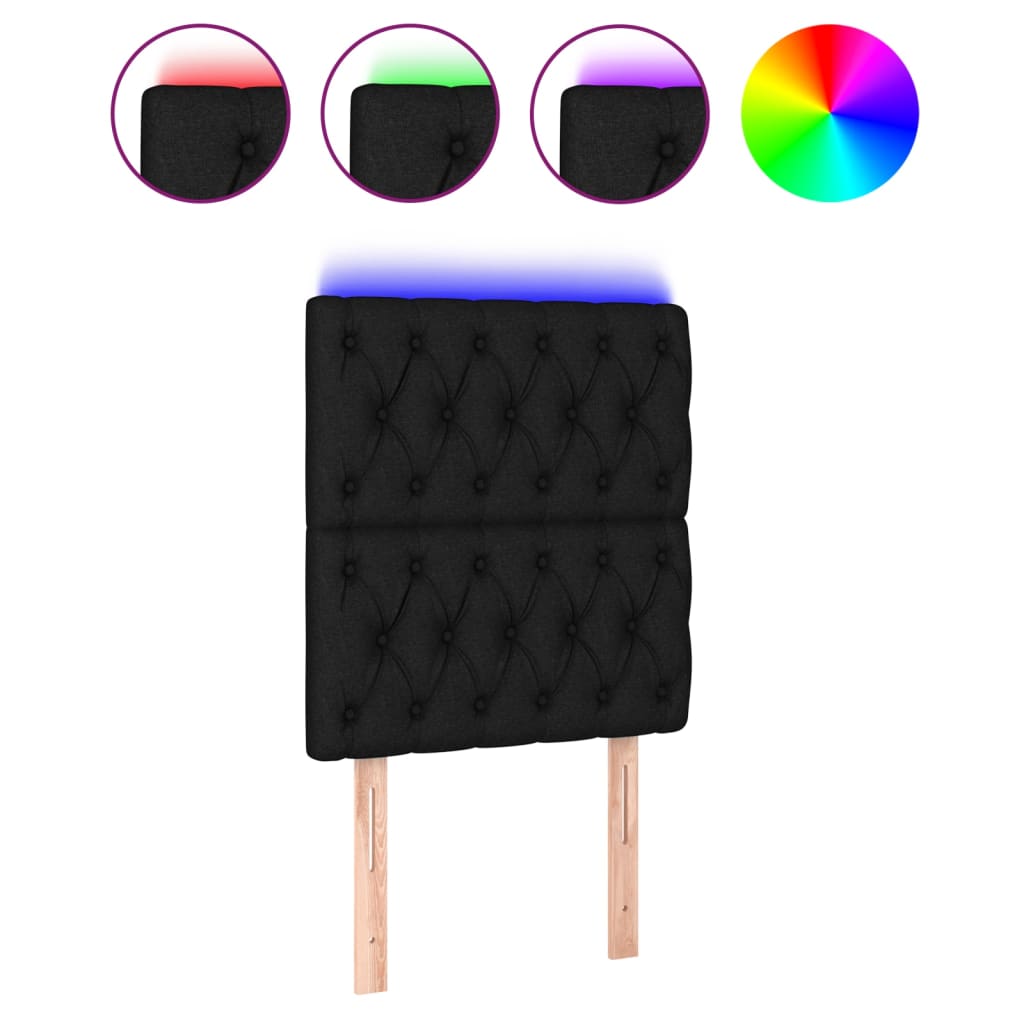 LED Headboard Black 80 cm Fabric