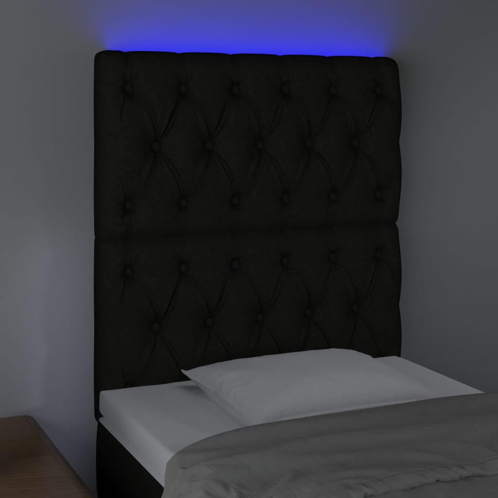 LED Headboard Black 80 cm Fabric