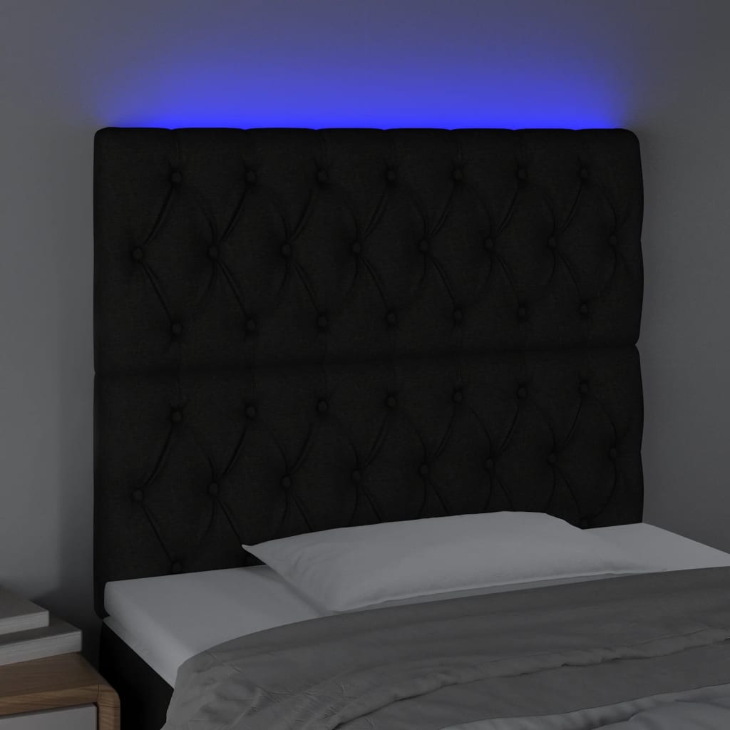 LED Headboard Black 100 cm Fabric