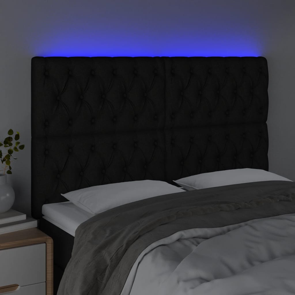 LED Headboard Black 160 cm Fabric