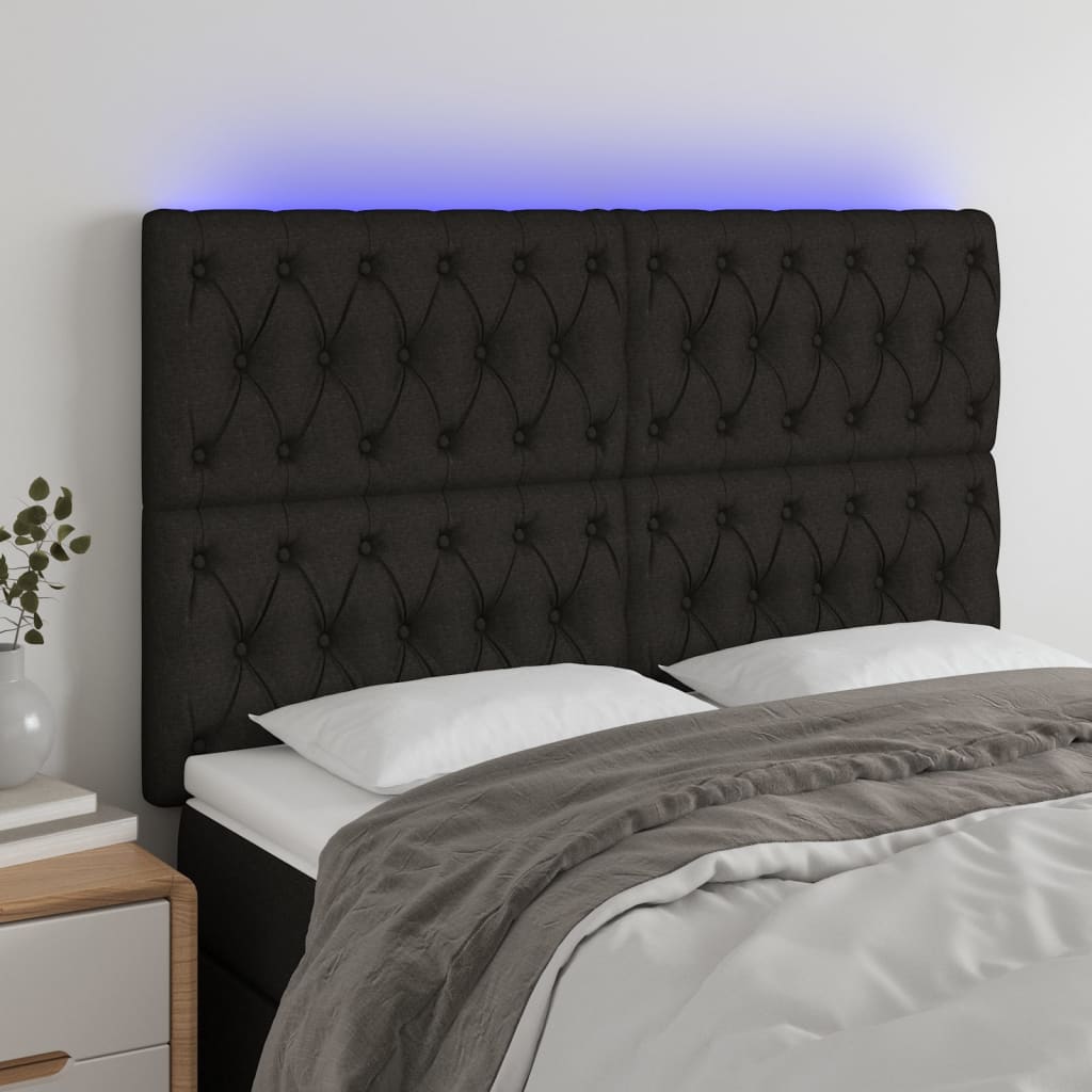 LED Headboard Black 160 cm Fabric
