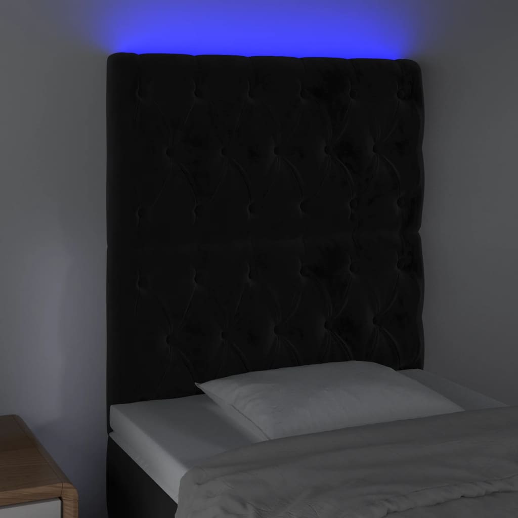 LED Headboard Black 80 cm Velvet