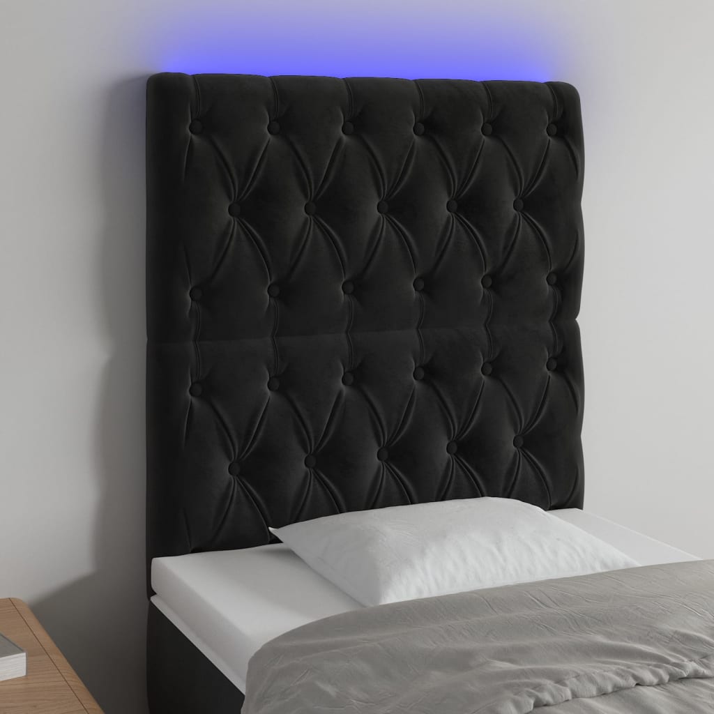 LED Headboard Black 80 cm Velvet