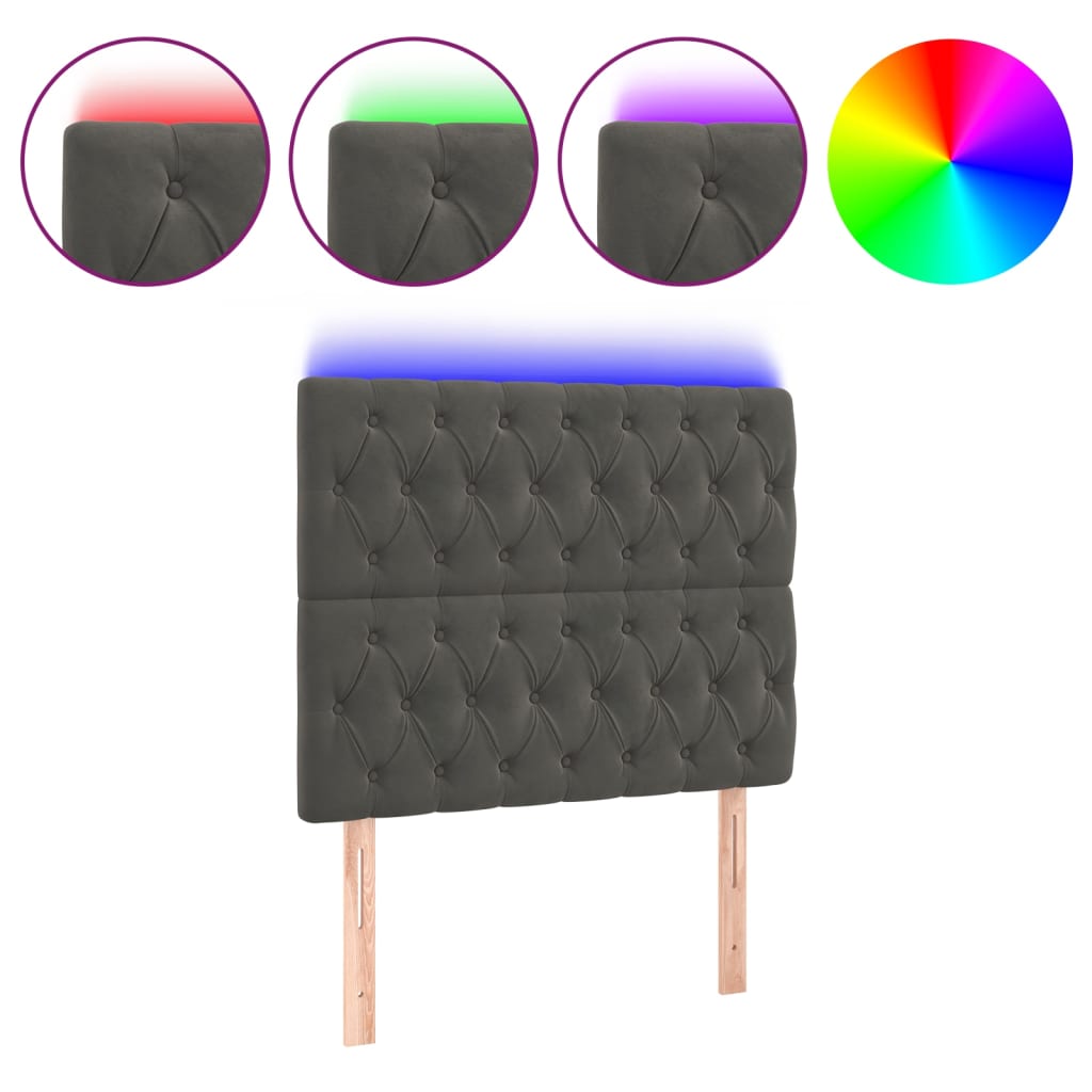 LED Headboard Dark Grey 100 cm Velvet