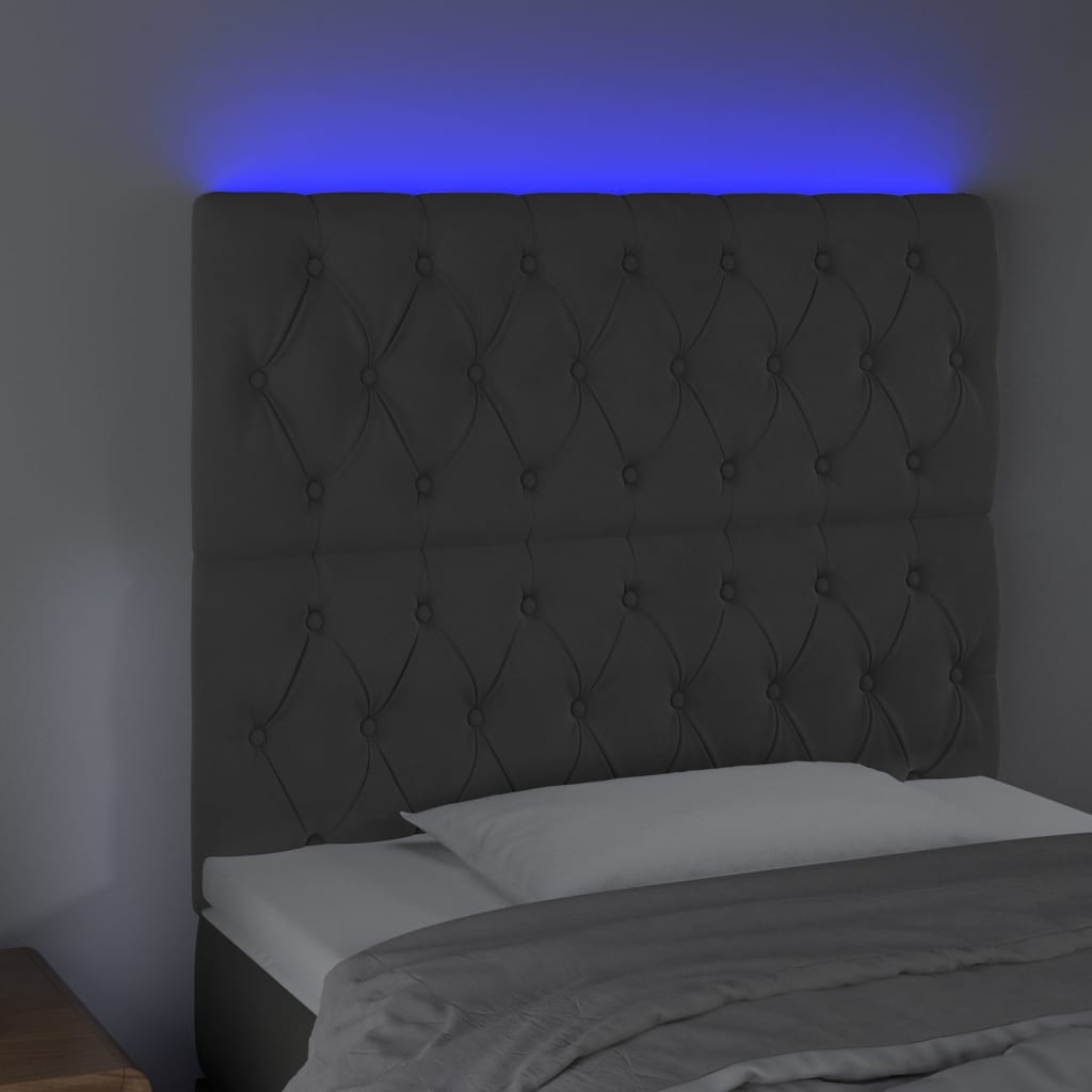 LED Headboard Dark Grey 100 cm Velvet