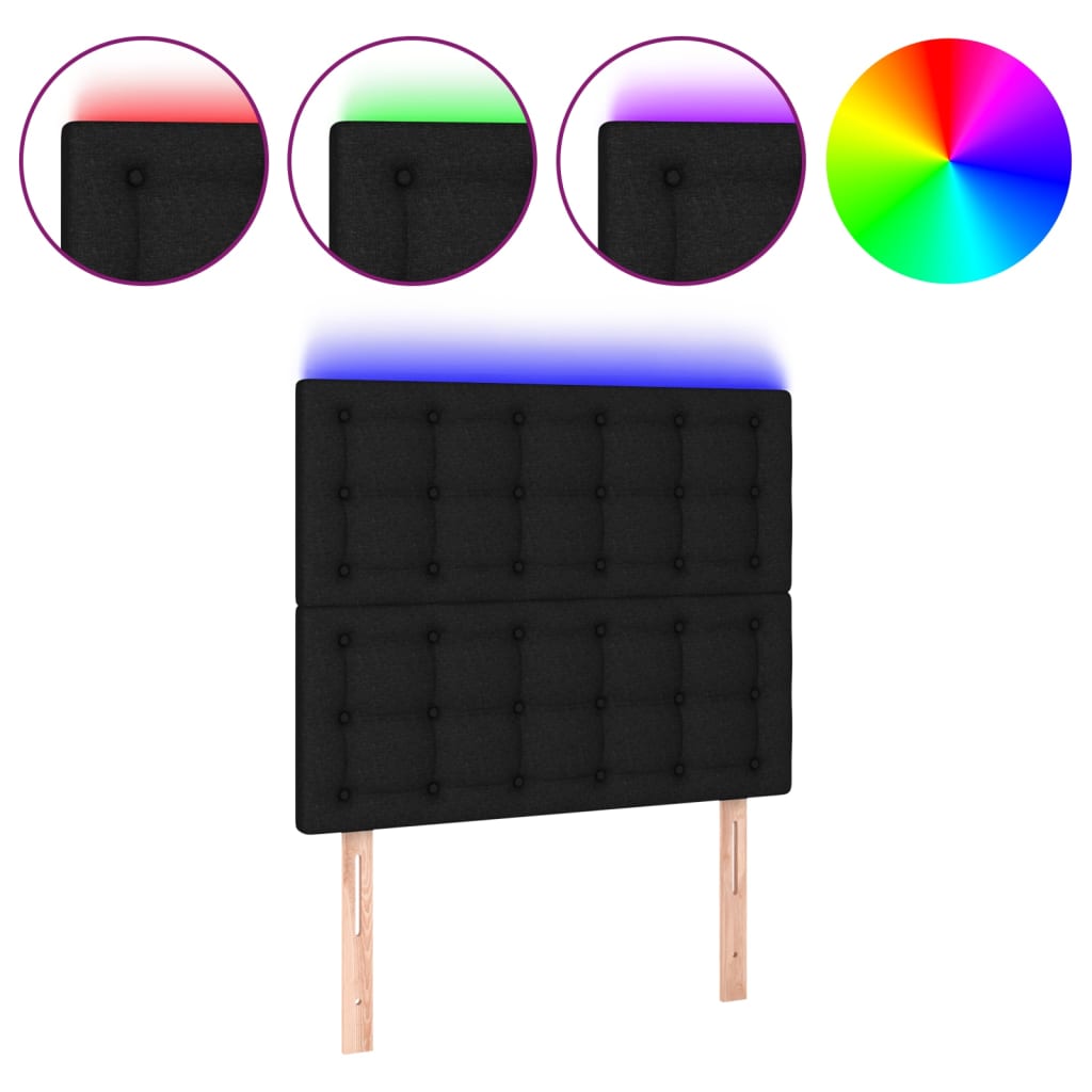 LED Headboard Black 80 cm Fabric