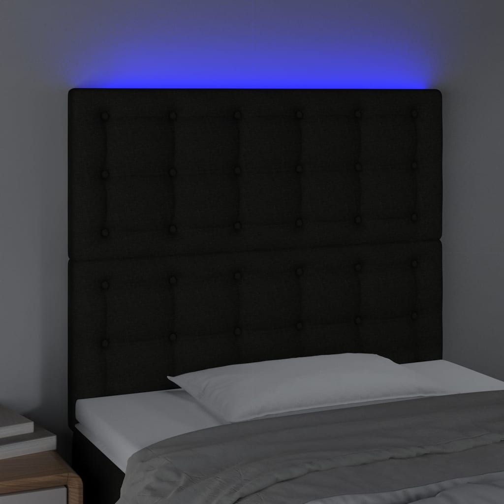 LED Headboard Black 100 cm Fabric