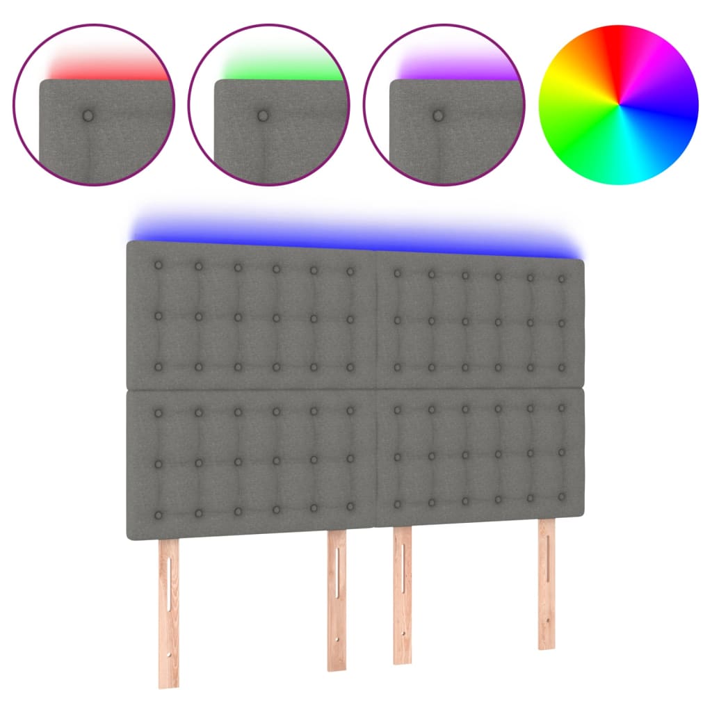 LED Headboard Dark Grey 144 cm Fabric