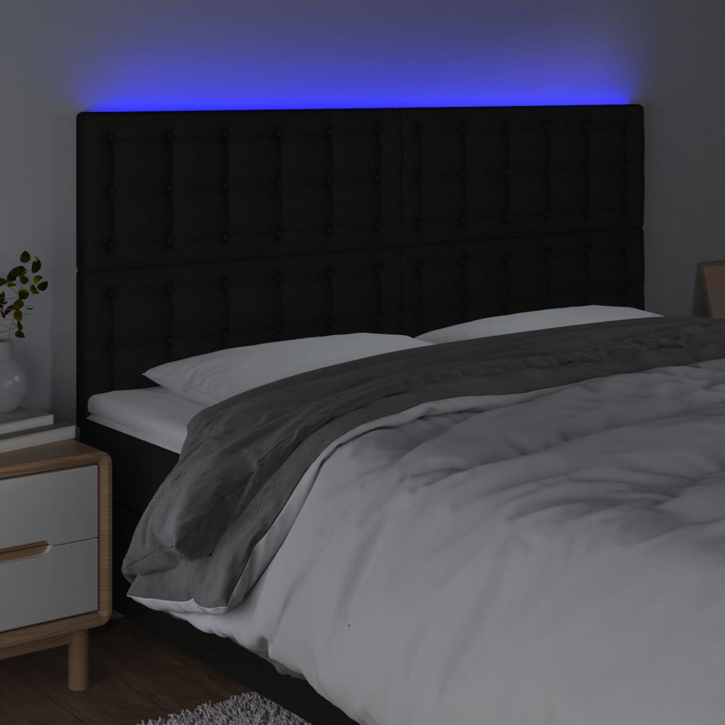 LED Headboard Black 160 cm Fabric