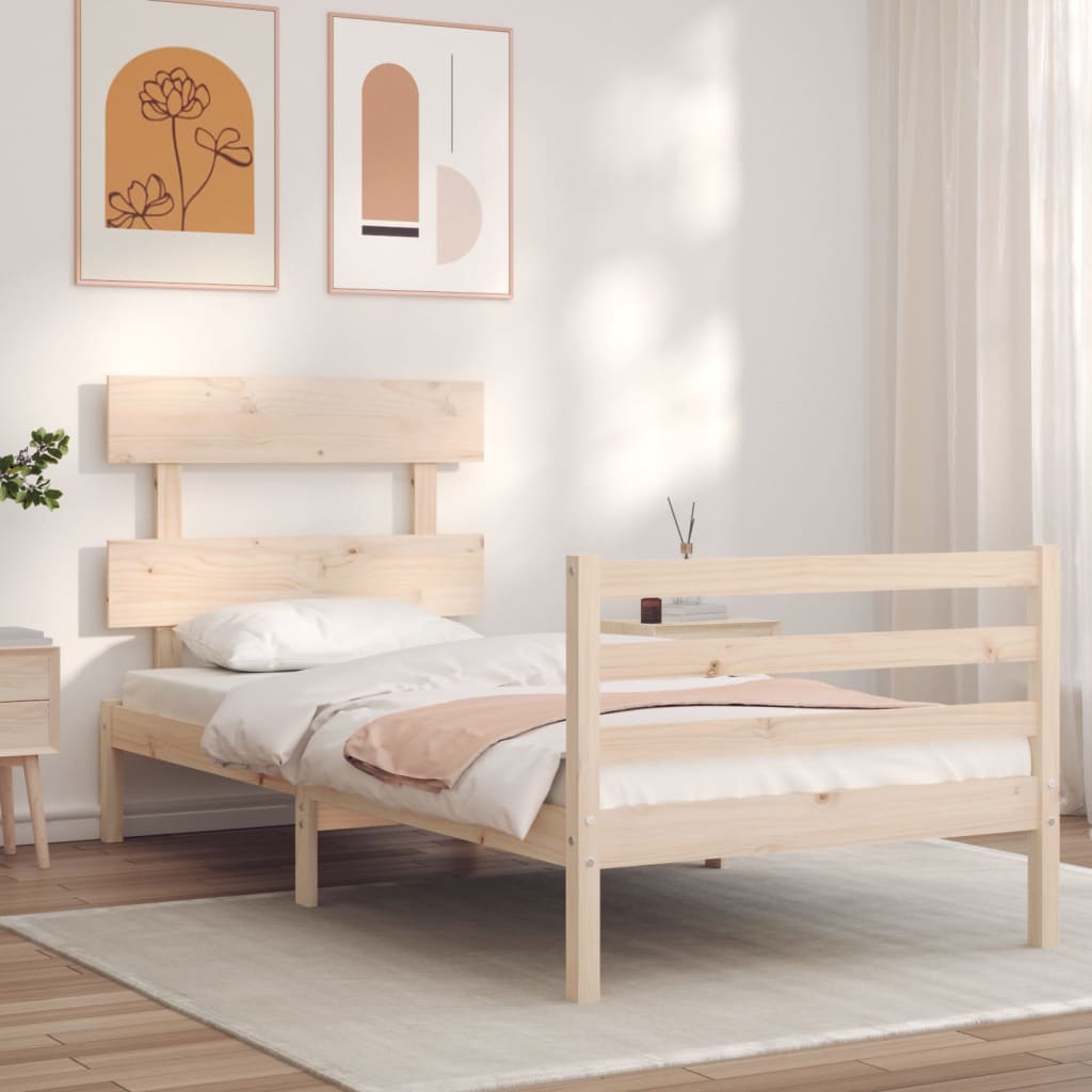 Bed Frame without Mattress 90x190 cm Solid Wood