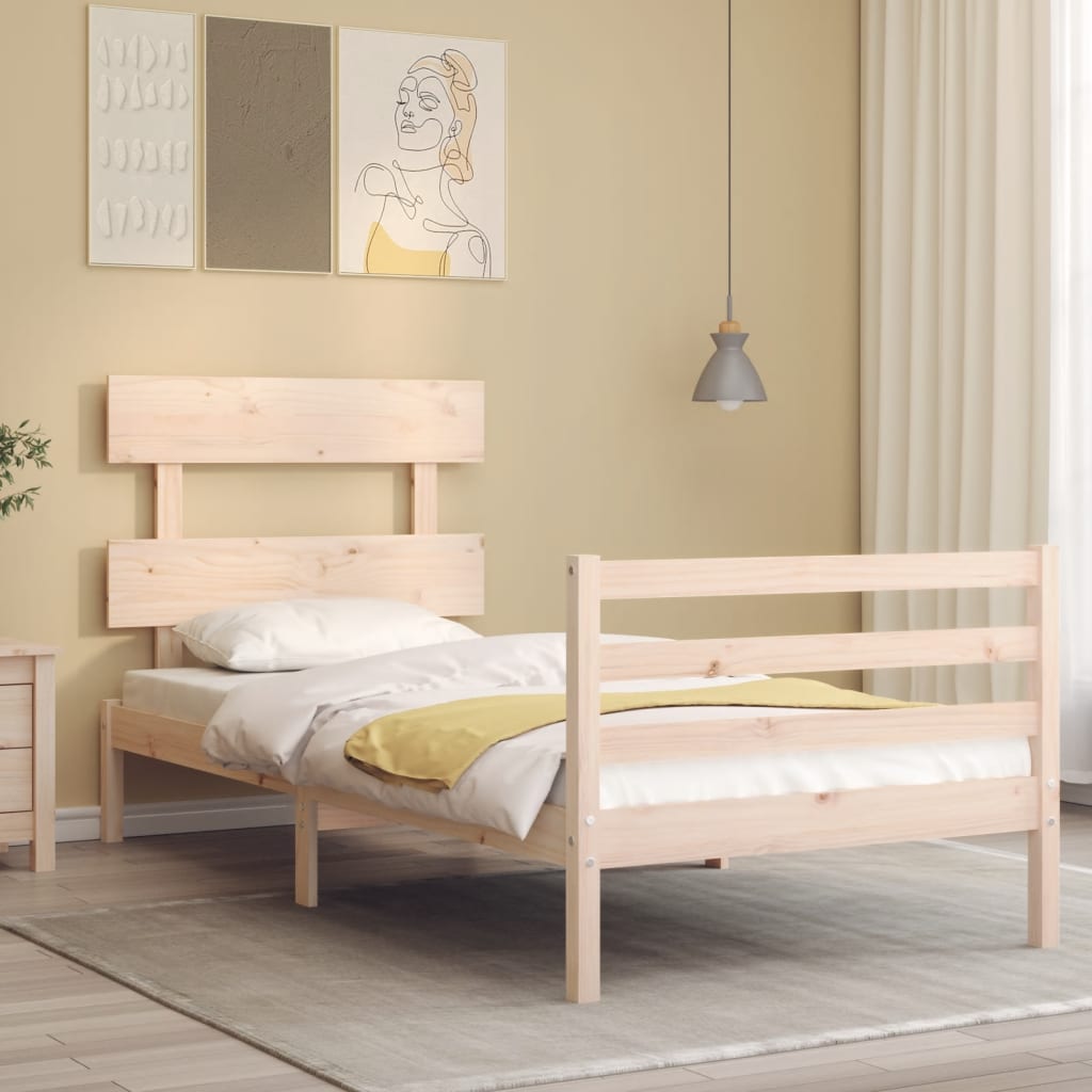 Bed Frame without Mattress 90x190 cm Solid Wood