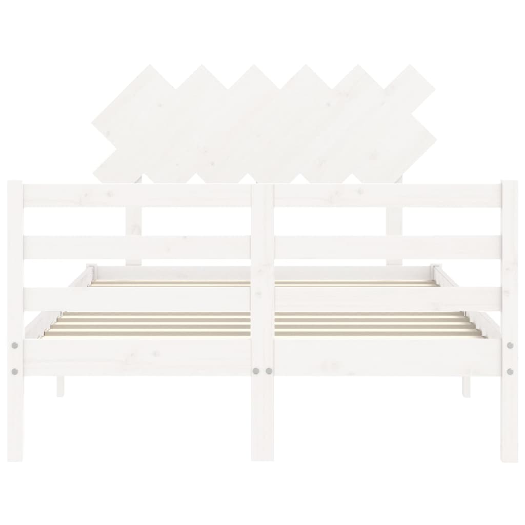 Bed Frame without Mattress White 135x190 cm Solid Wood